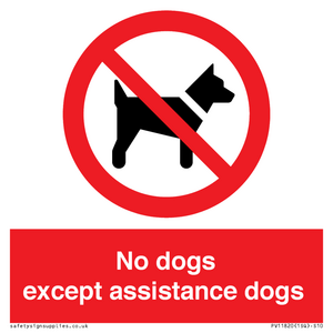 No dogs except assistance dogs